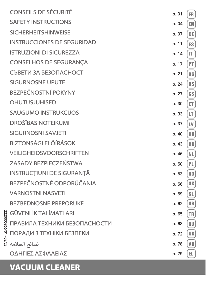 Página nº 1 - Instrucciones de seguridad Rowenta Silence Force Cyclonic RO7260