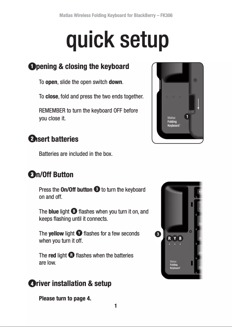 Imagen de la primera página del manual del dispositivo Folding Keyboard