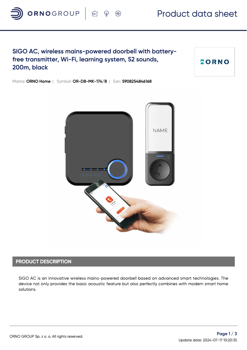 Página nº 1 - Ficha técnica ORNO OR-DB-MK-174