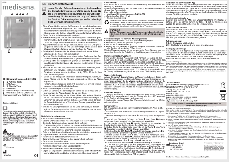 Imagen de la primera página del manual del dispositivo BS 552