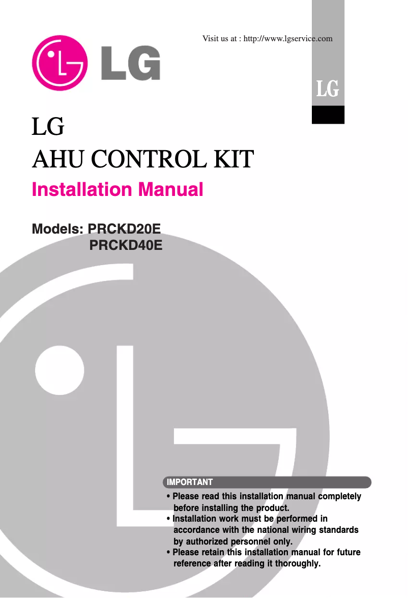 Página 1 del manual Guía de instalación LG PRCKD40E