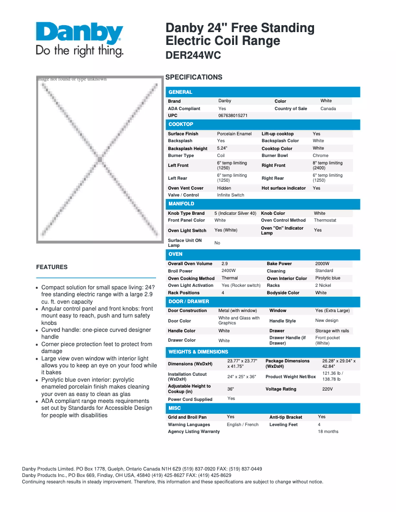Imagen de la primera página del manual del dispositivo DER244WC