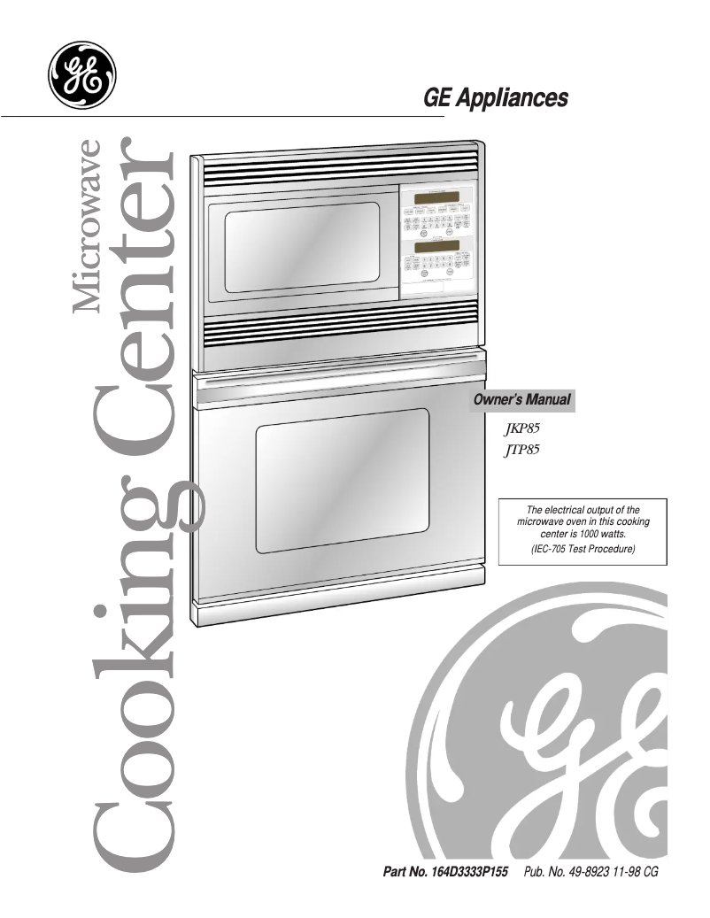 Página 1 del manual Manual de uso y mantenimiento GE JTP85BABB