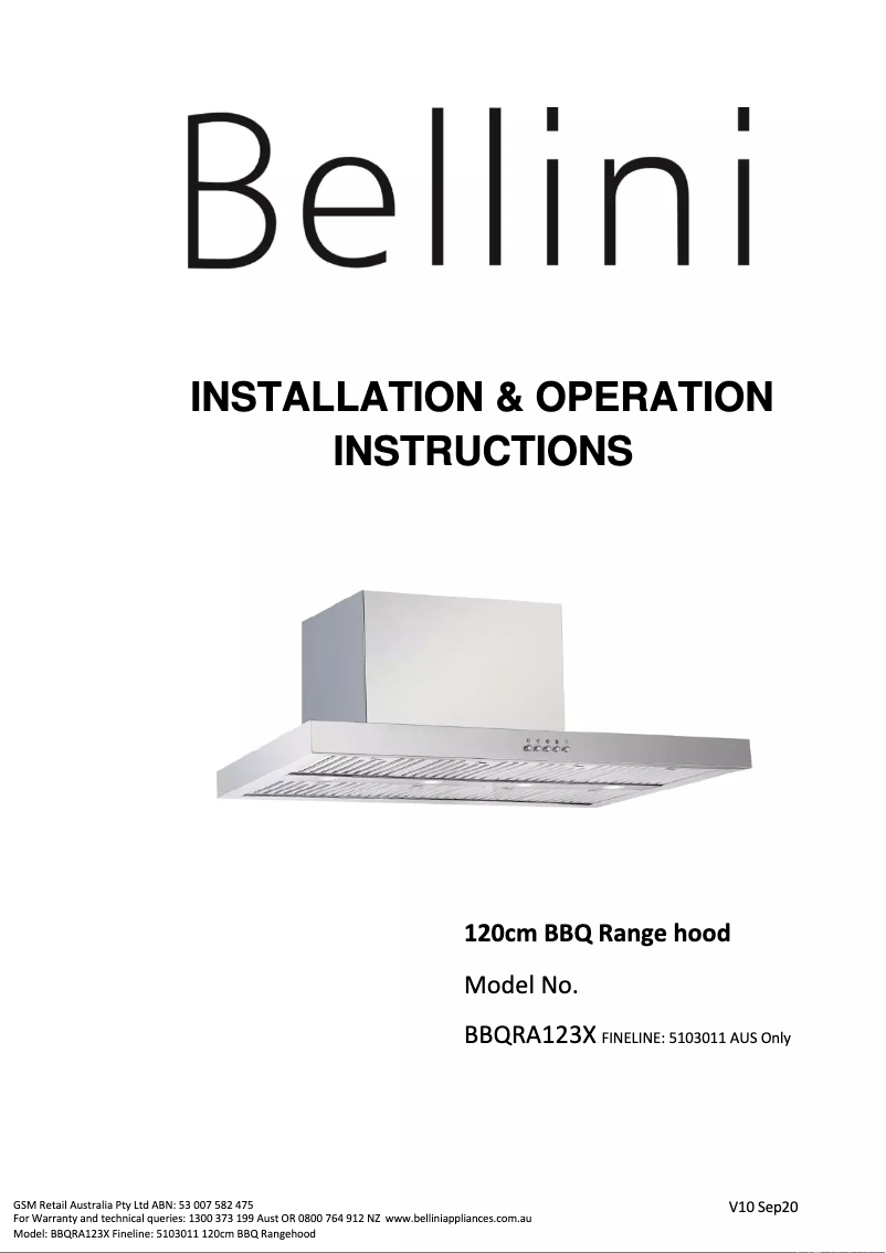 Imagen de la primera página del manual del dispositivo BBQRA123X