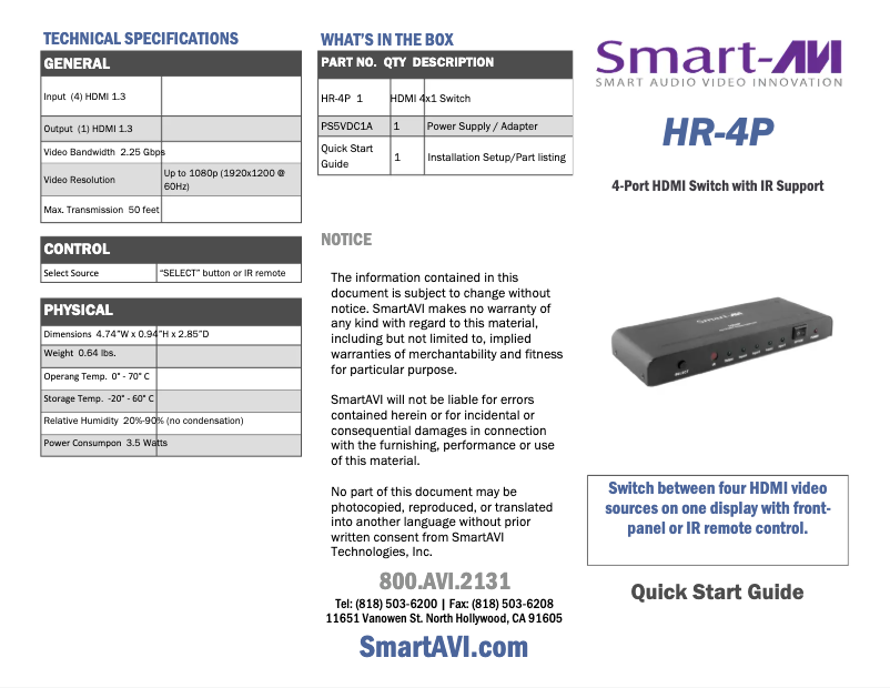 Imagen de la primera página del manual del dispositivo HR-4P