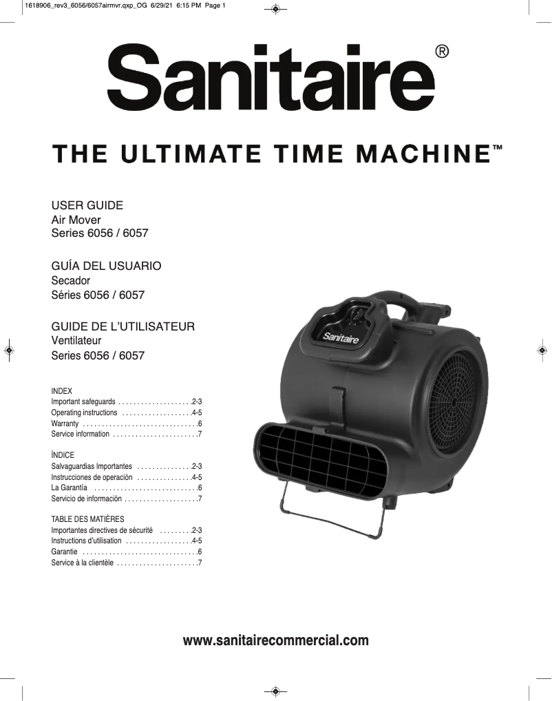 Página 1 del manual Manual de usuario Sanitaire DRY TIME SC6056A