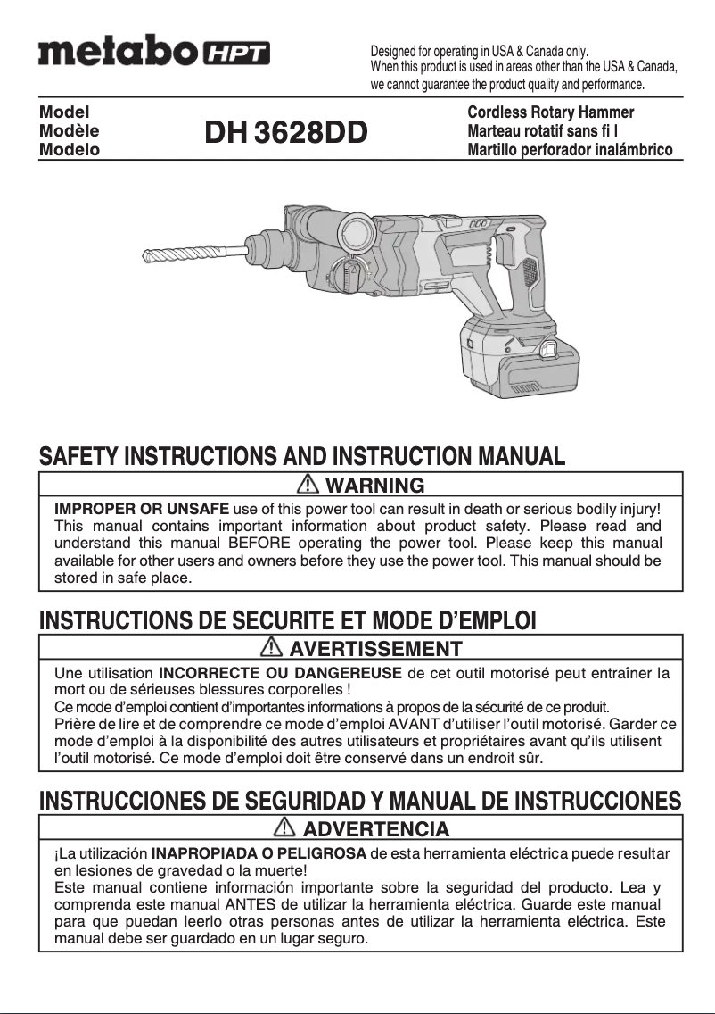 Página 1 del manual Manual de usuario HiKOKI DH3628DD
