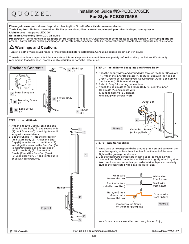 Imagen de la primera página del manual del dispositivo Blade PCBD8705EK