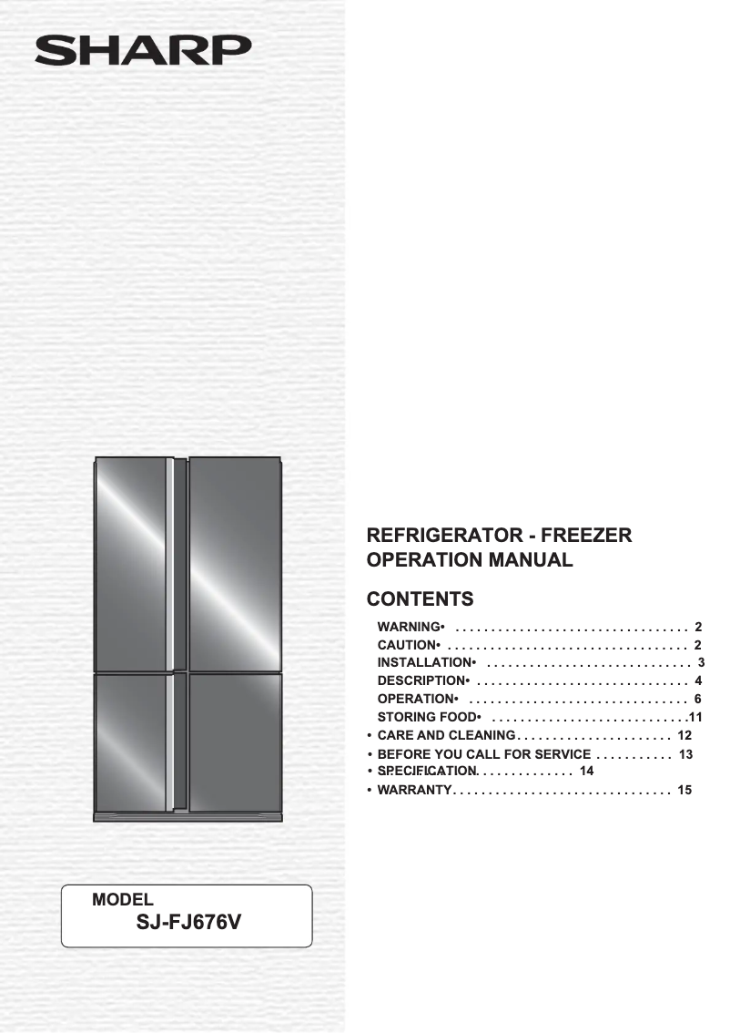 Página 1 del manual Manual de usuario Sharp SJ-FJ676V