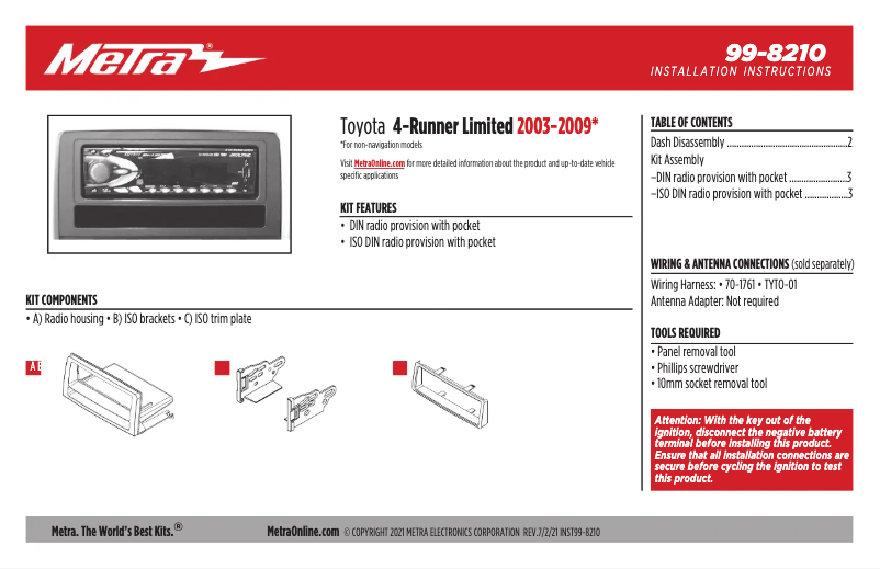 Página nº 1 - Manual de usuario Metra 99-8210
