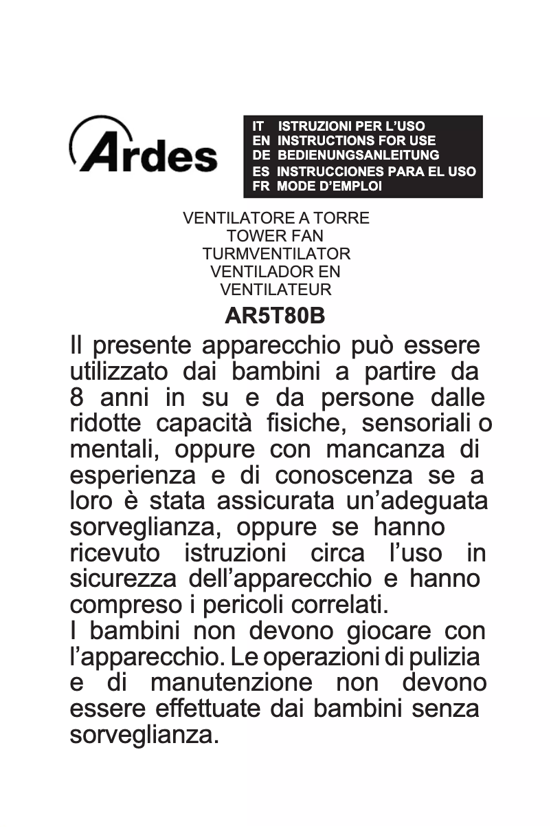 Página nº 1 - Manual de usuario Ardes AR5T80B