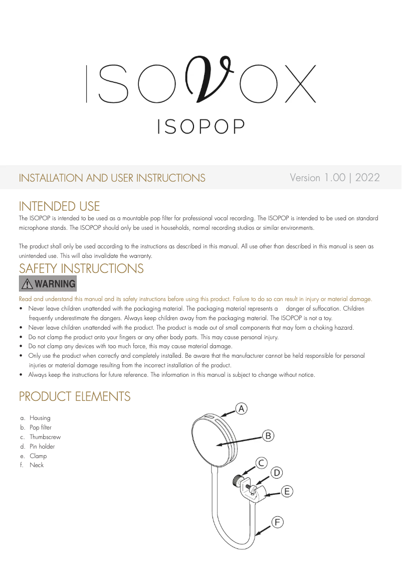 Página 1 del manual Manual de usuario Isovox ISOPOP