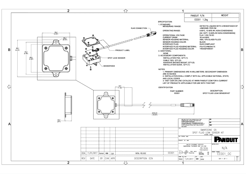 Imagen de la primera página del manual del dispositivo EE001