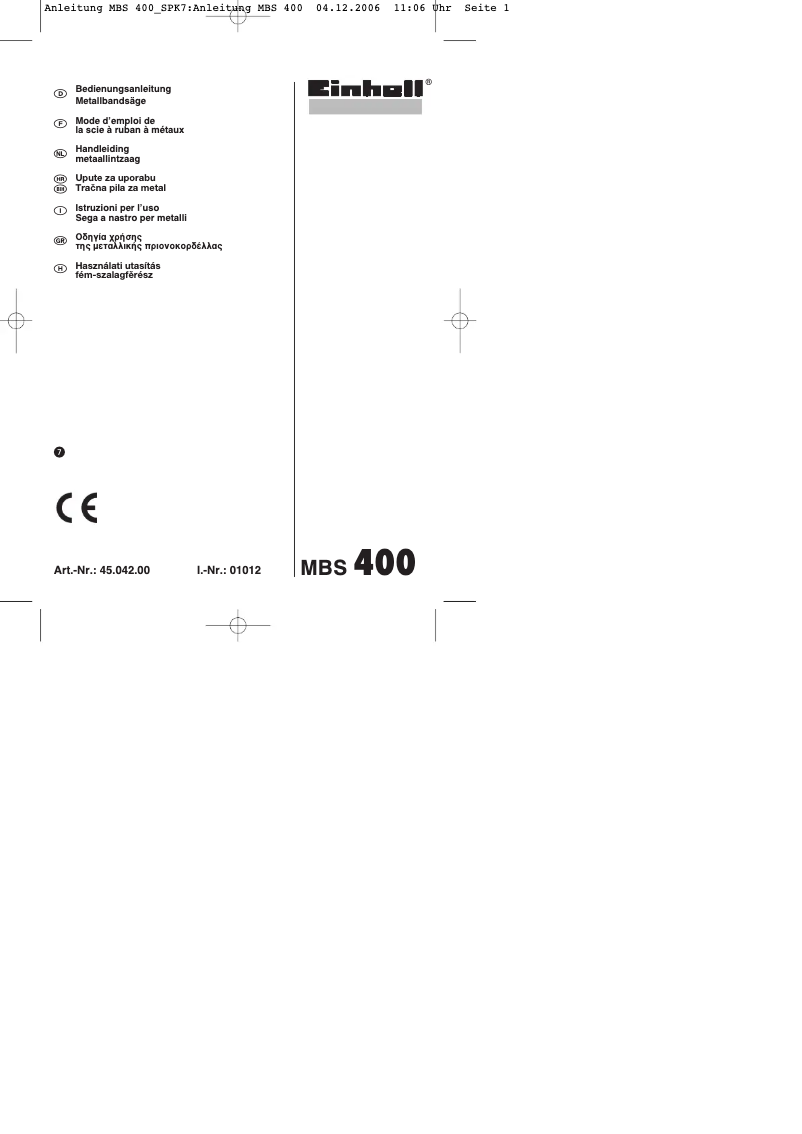 Página 1 del manual Manual de usuario Einhell MBS 400