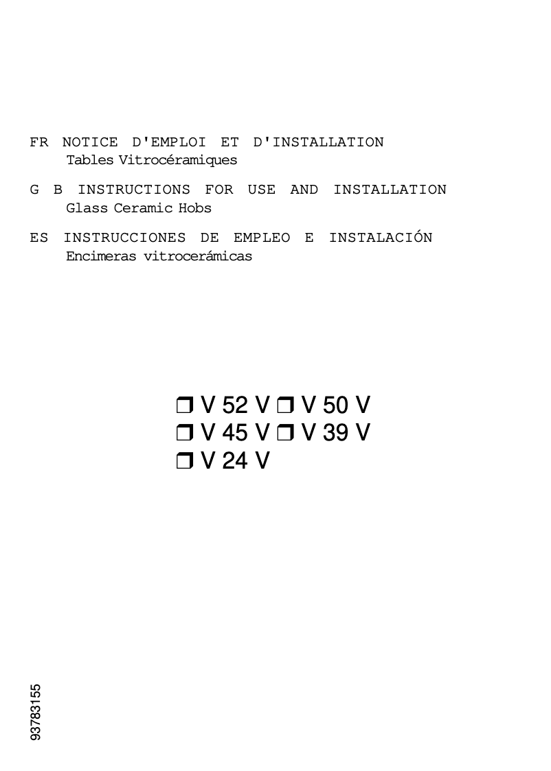 Imagen de la primera página del manual del dispositivo V 52 VIN