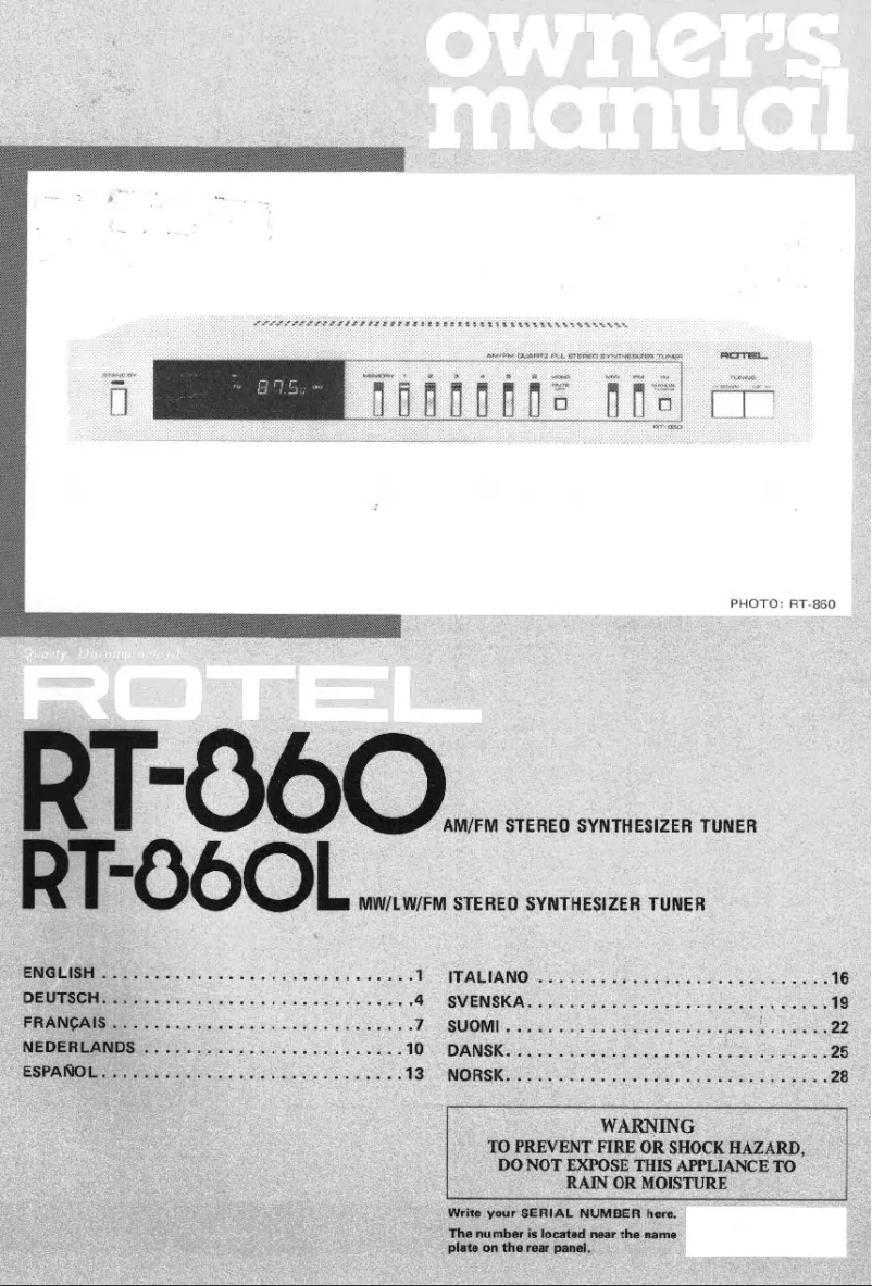 Imagen de la primera página del manual del dispositivo RT-860