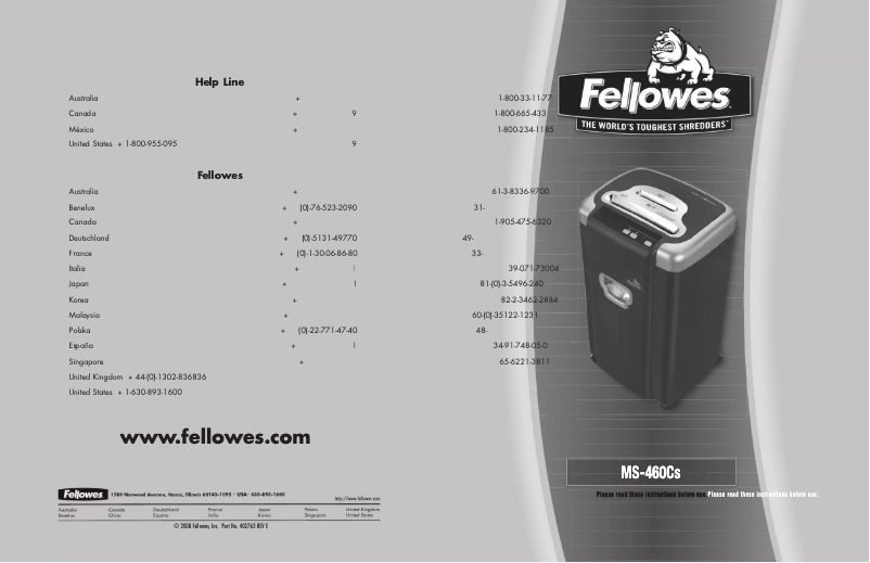 Página 1 del manual Manual de usuario Fellowes Powershred 460Ms