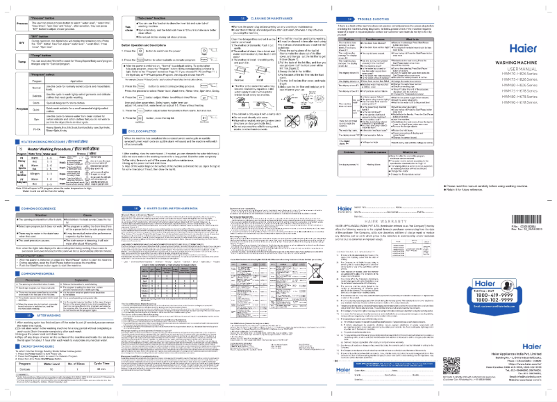 Página 1 del manual Manual de usuario Haier HWM75-H678ES5