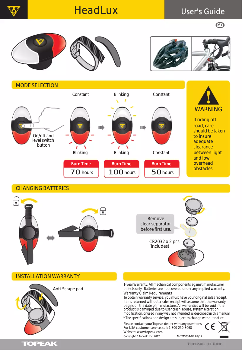Imagen de la primera página del manual del dispositivo HeadLux