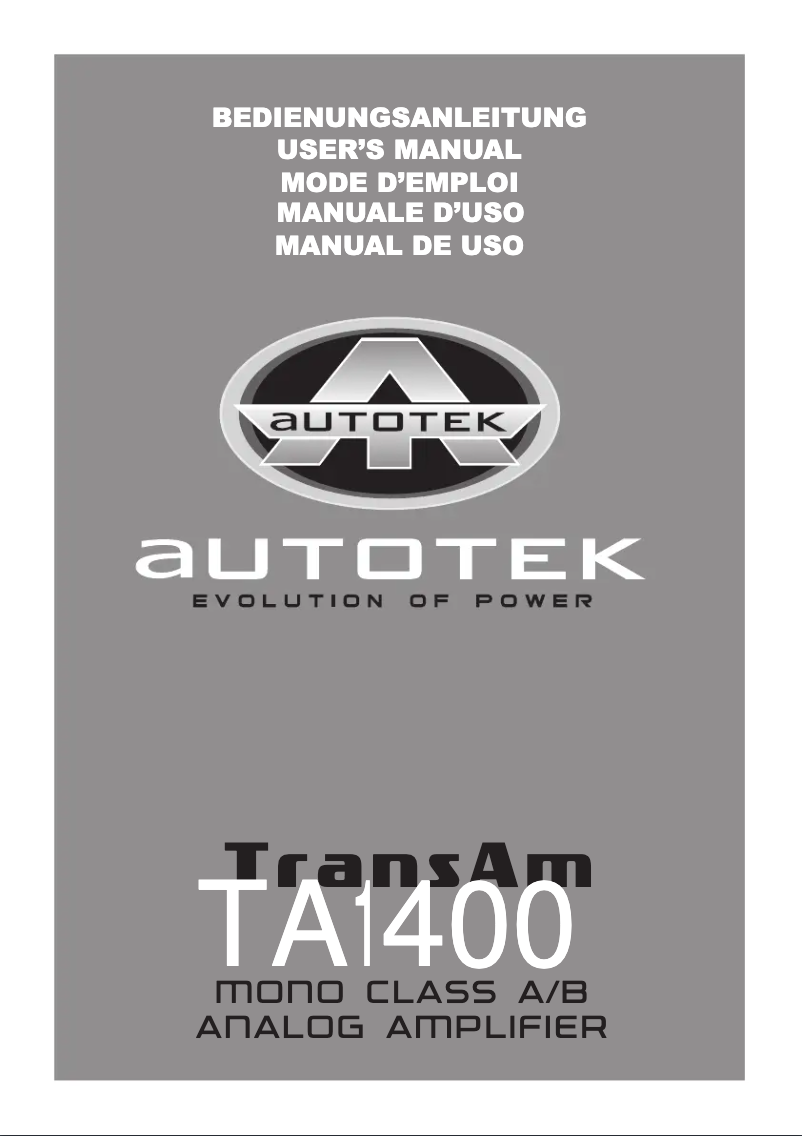 Imagen de la primera página del manual del dispositivo TA1400