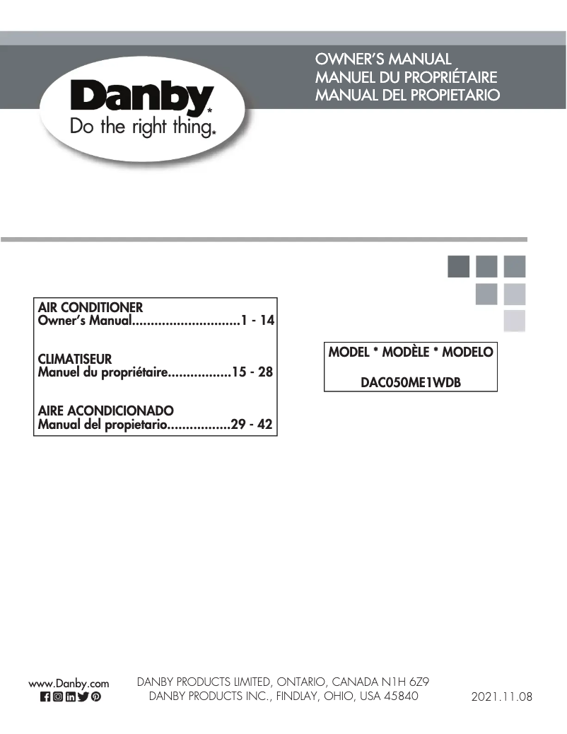 Página nº 1 - Manual de usuario Danby DAC050ME1WDB