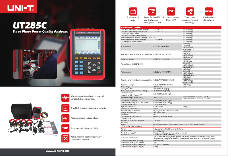 Imagen de la primera página del manual del dispositivo UT285C