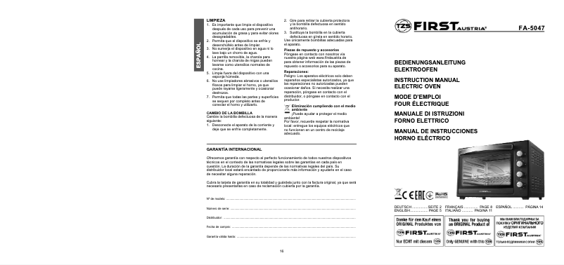 Página 1 del manual Manual de usuario First Austria FA-5047