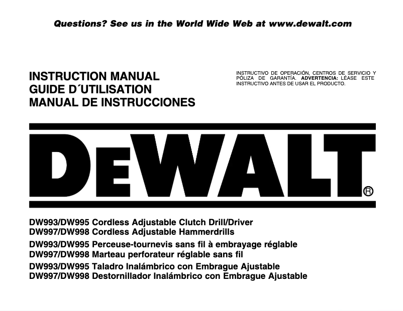 Imagen de la primera página del manual del dispositivo DW997