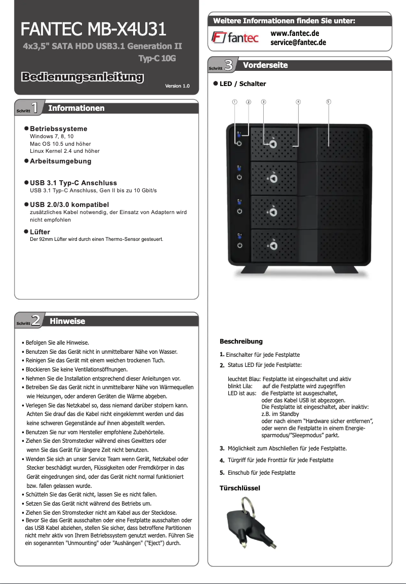 Página 1 del manual Manual de usuario Fantec MB-X4U31
