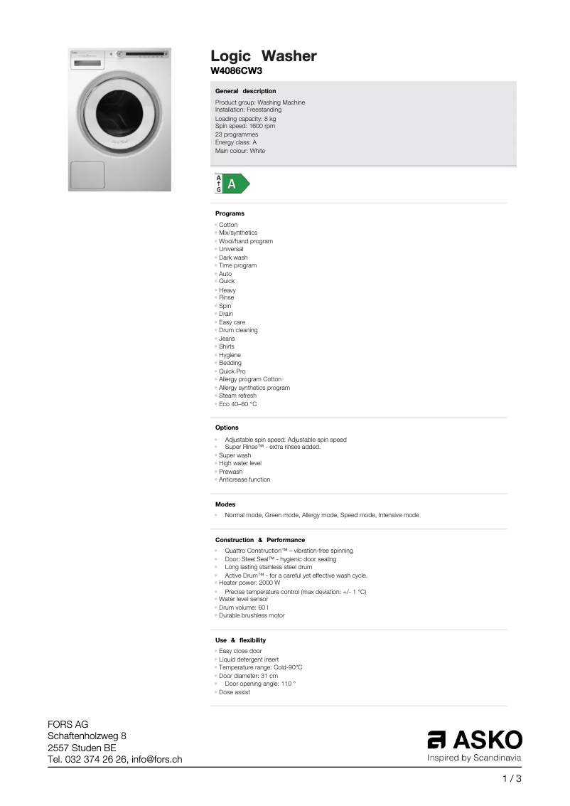 Imagen de la primera página del manual del dispositivo W4086CW3