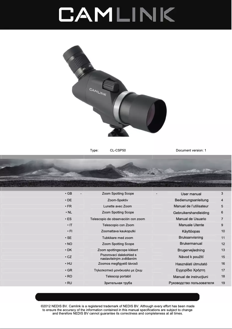 Imagen de la primera página del manual del dispositivo CSP50
