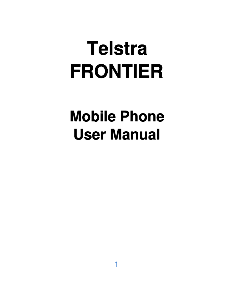 Imagen de la primera página del manual del dispositivo Telstra Frontier