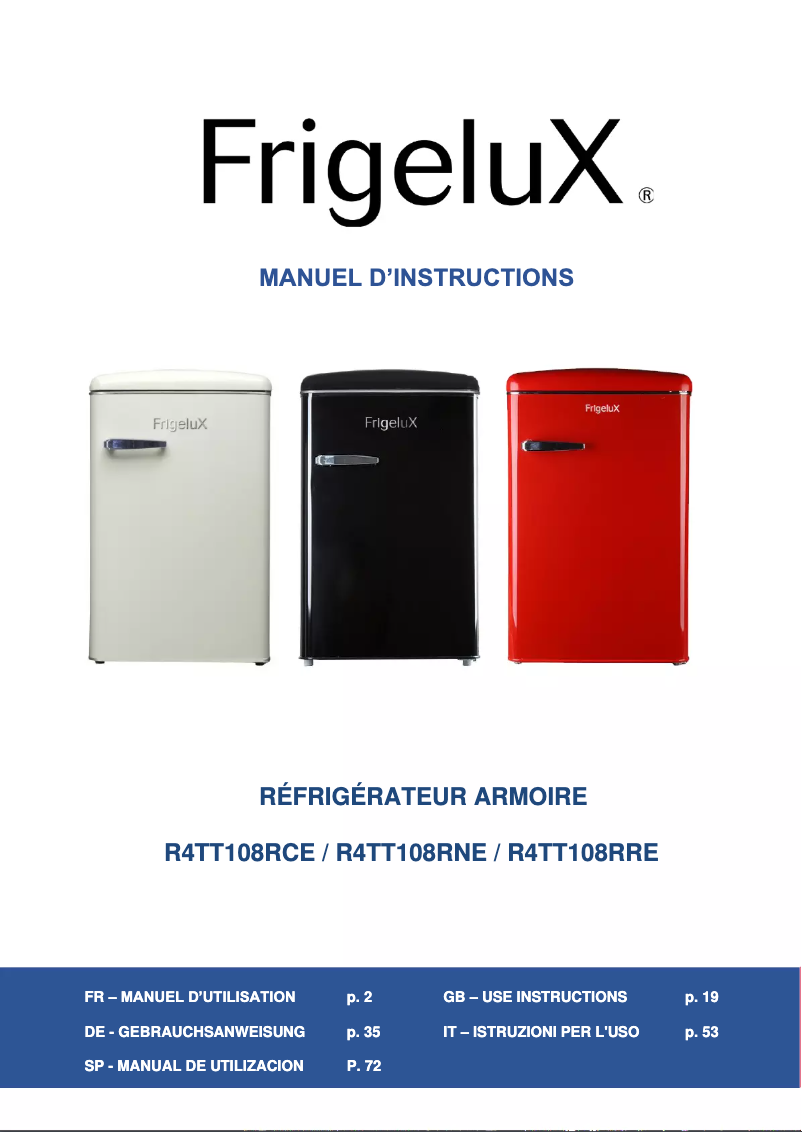 Imagen de la primera página del manual del dispositivo R4TT108RNE