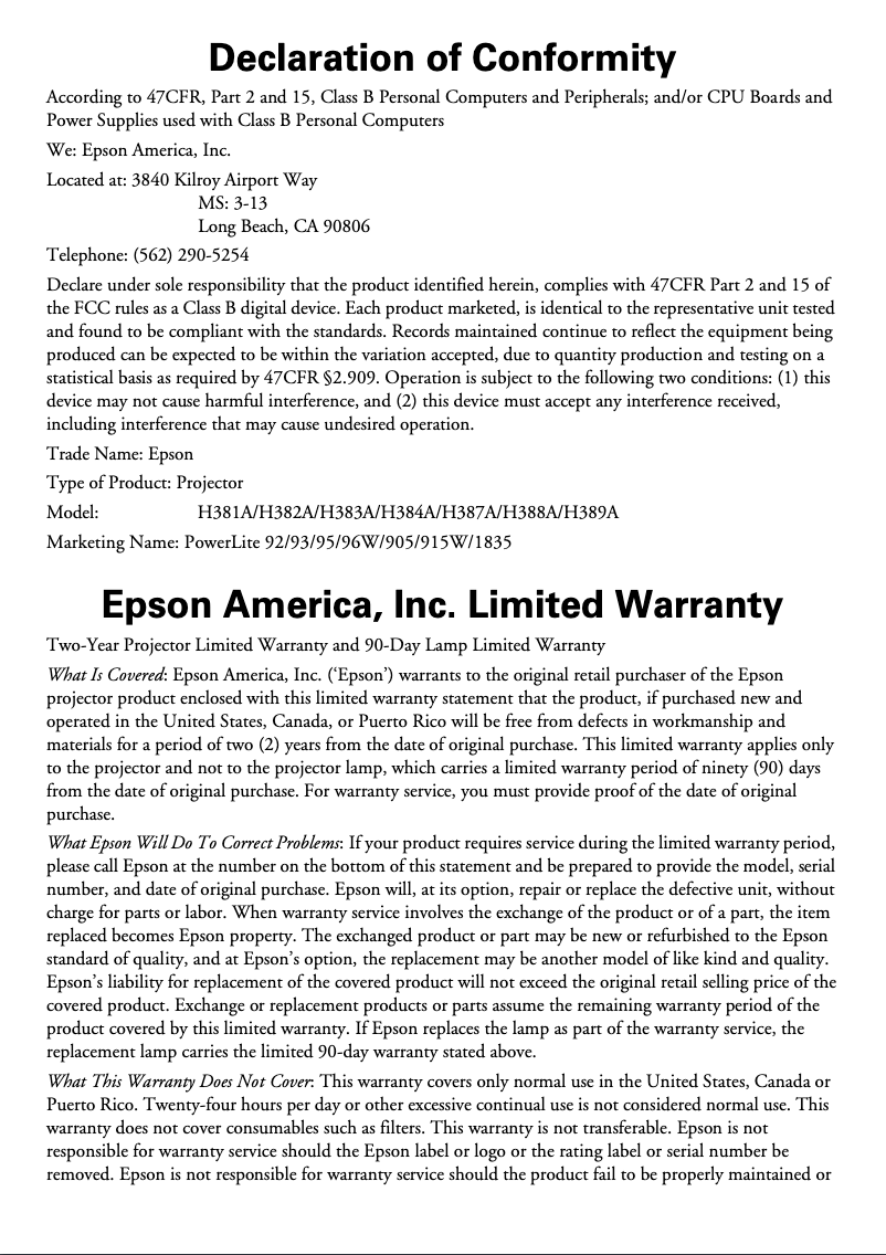 Imagen de la primera página del manual del dispositivo PowerLite 905