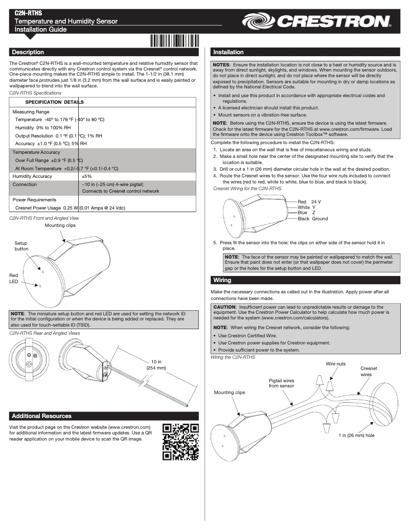 Imagen de la primera página del manual del dispositivo C2N-RTHS