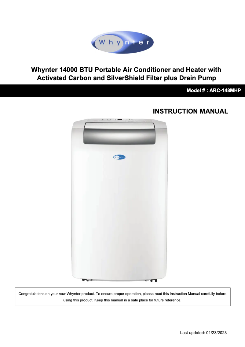 Página 1 del manual Manual de usuario Whynter ARC-148MHP