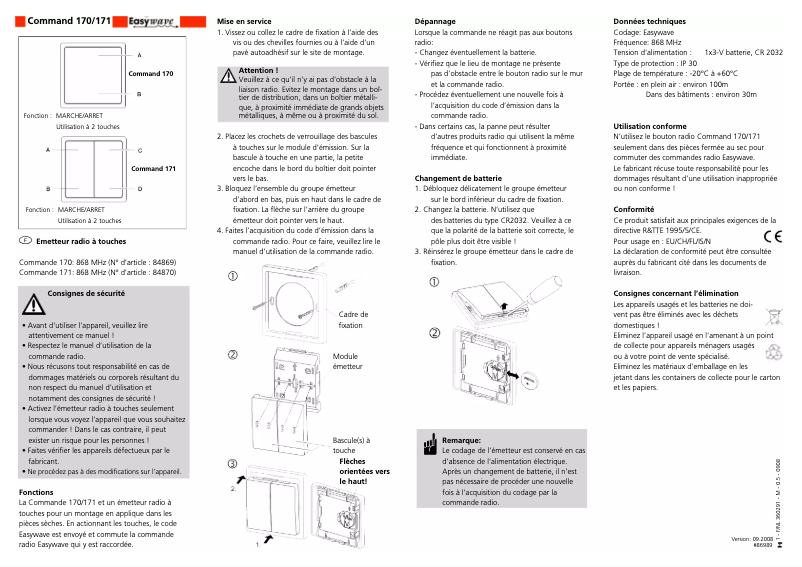 Imagen de la primera página del manual del dispositivo Command 171 Easywave
