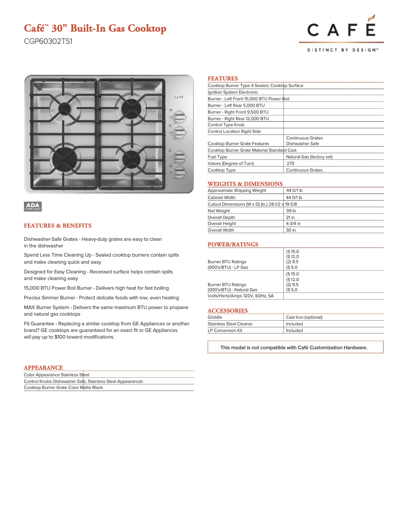 Imagen de la primera página del manual del dispositivo Café CGP60302TS1