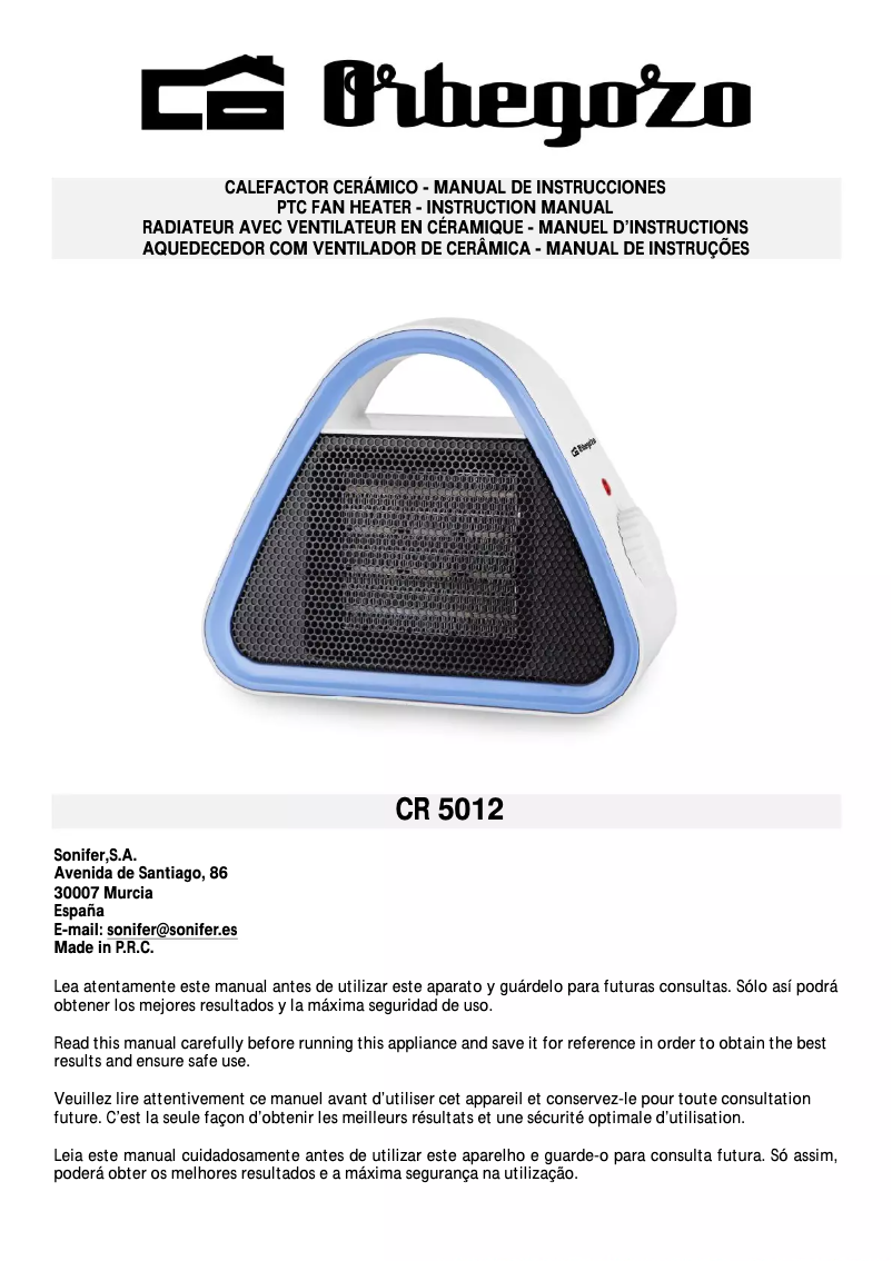 Página 1 del manual Manual de usuario Orbegozo CR 5012