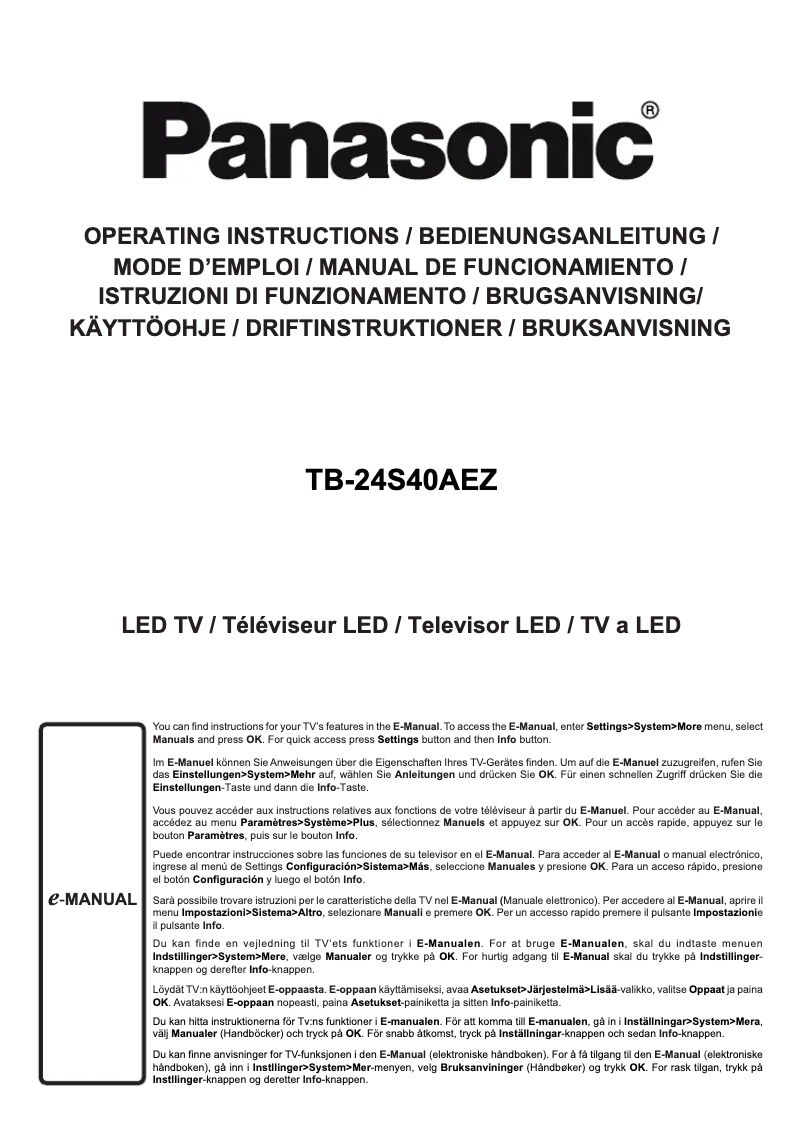 Imagen de la primera página del manual del dispositivo TB-24S40AEZ