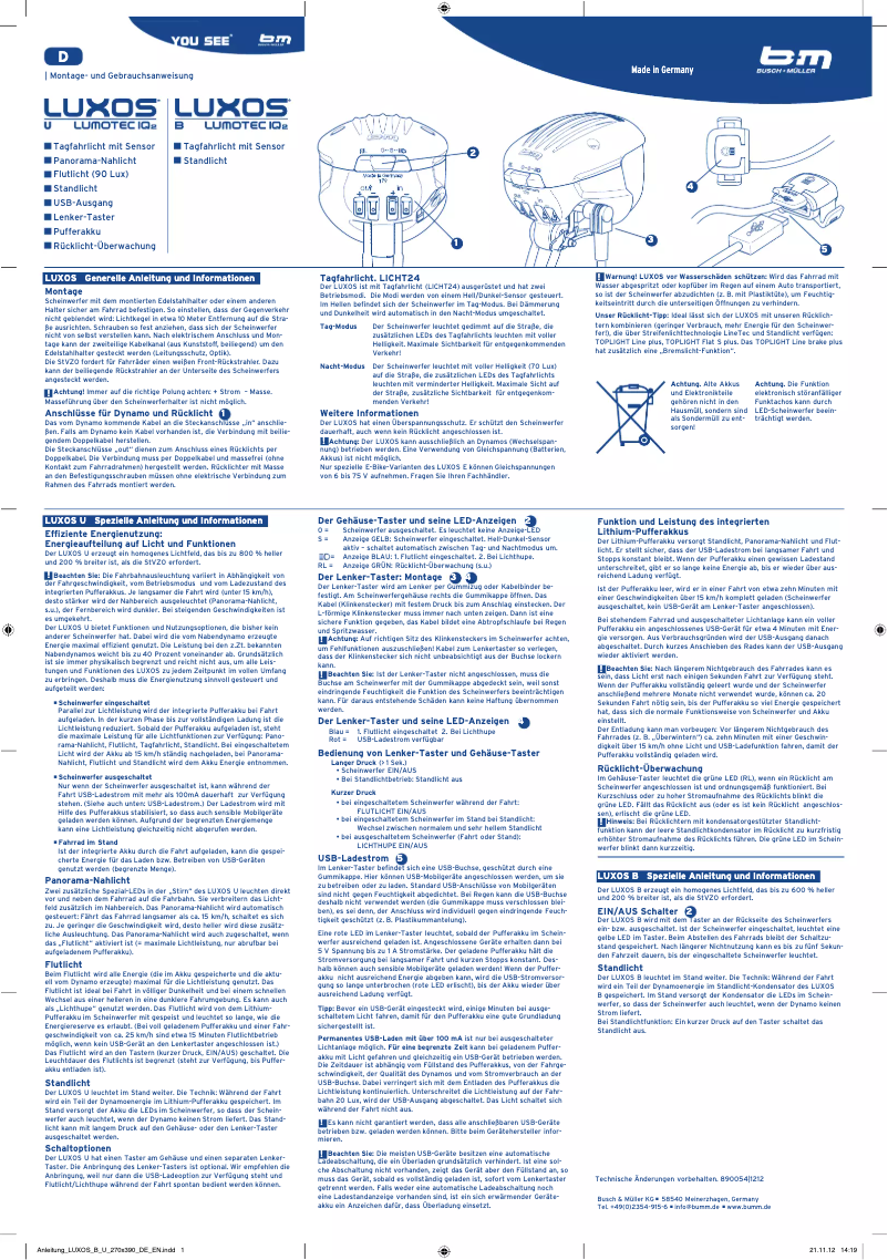 Imagen de la primera página del manual del dispositivo Lumotec IQ2 Luxos