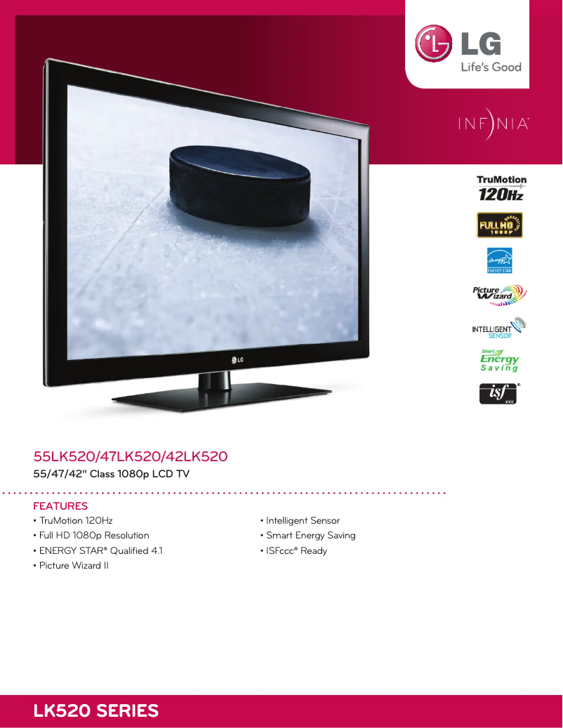 Imagen de la primera página del manual del dispositivo 55LK520