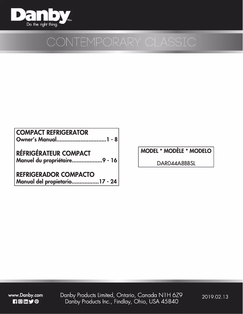 Imagen de la primera página del manual del dispositivo DAR044A8BBSL