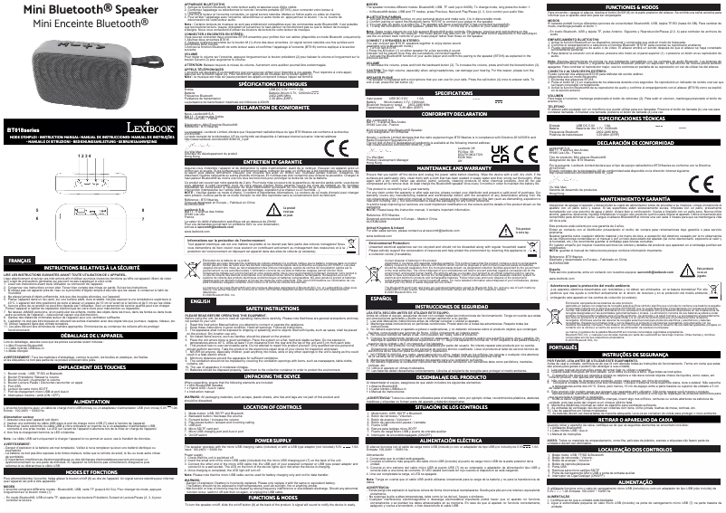 Imagen de la primera página del manual del dispositivo BT018