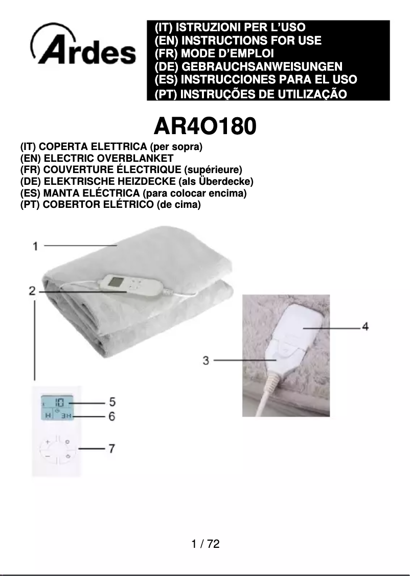 Imagen de la primera página del manual del dispositivo AR4O180