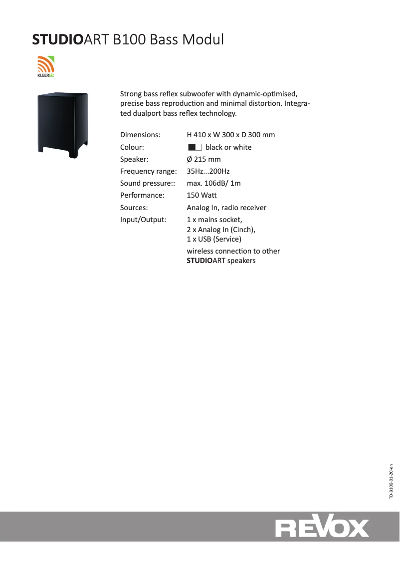 Imagen de la primera página del manual del dispositivo Studioart B100