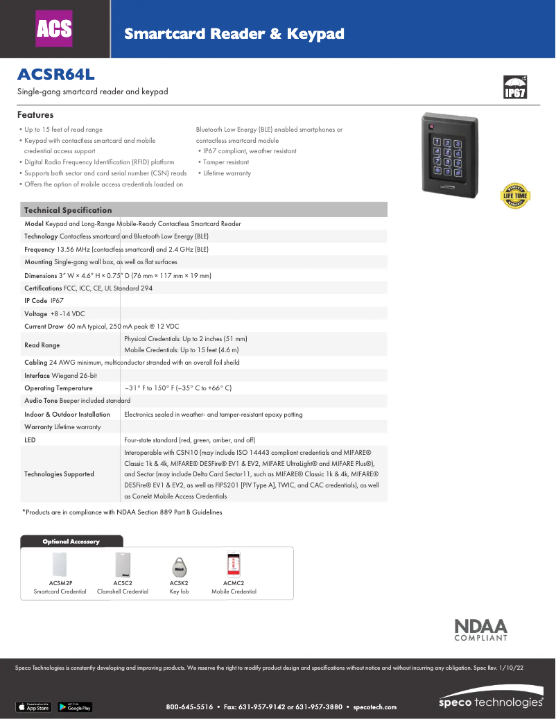 Imagen de la primera página del manual del dispositivo ACSR64L