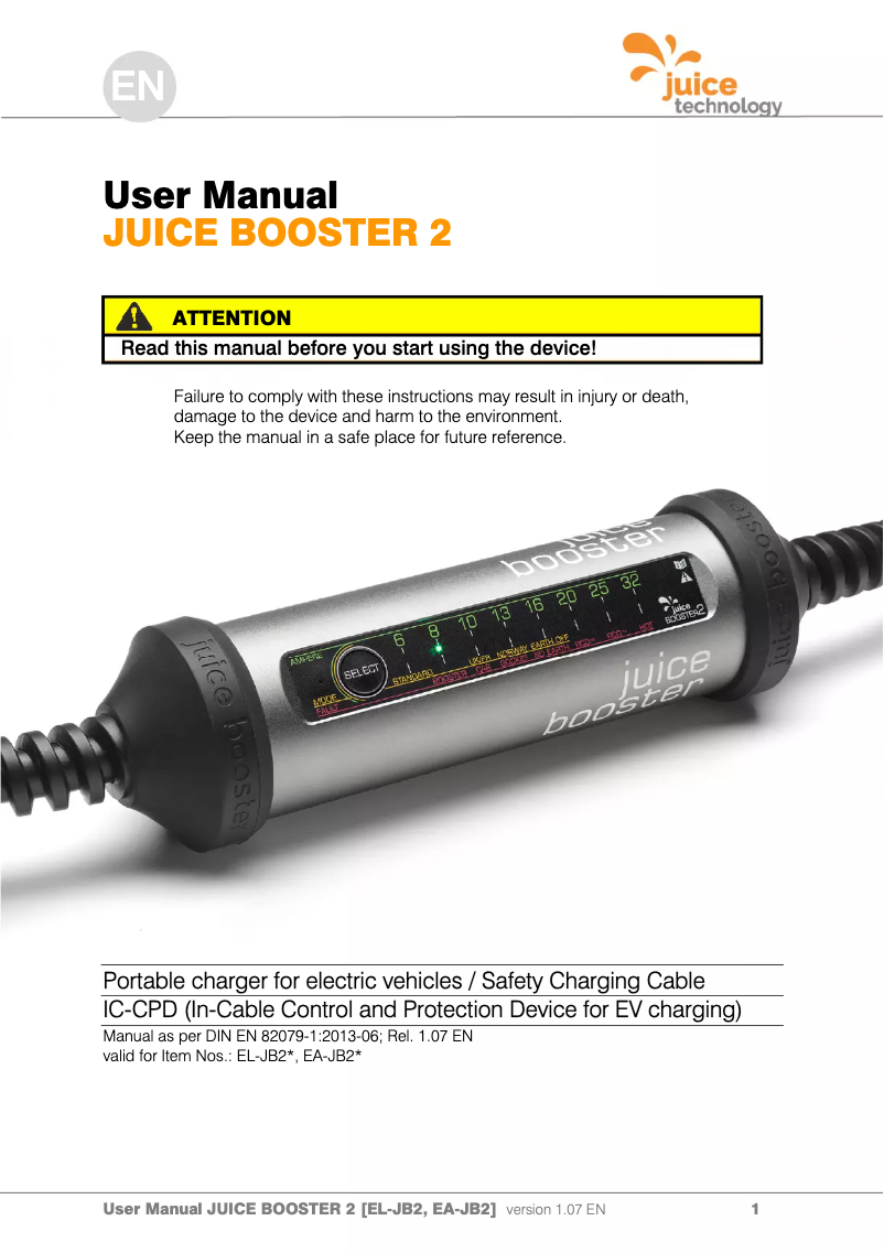 Página 1 del manual Manual de usuario Juice Technology Booster 2