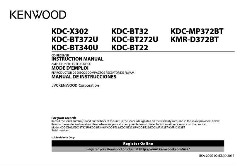 Página nº 1 - Manual de usuario Kenwood KDC-MP372BT