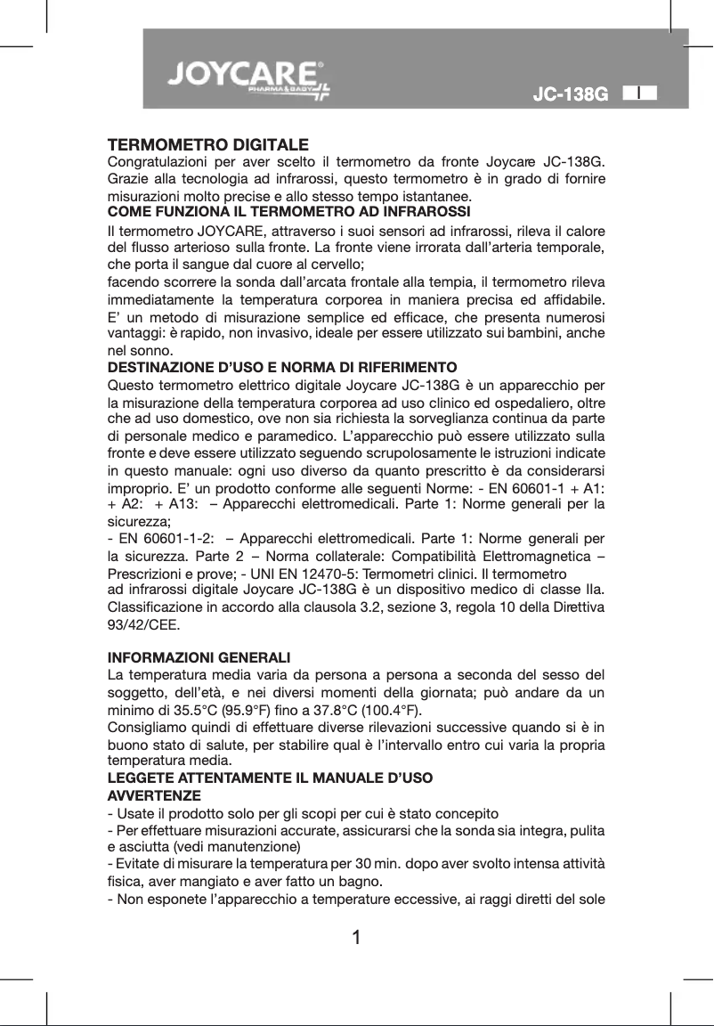 Página 1 del manual Manual de usuario Joycare JC-138G